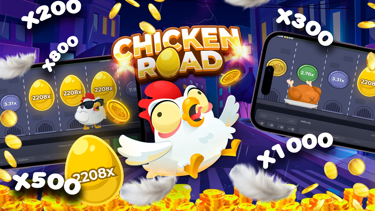 Chicken road crossing game illustration with rising multipliers and a cash out button